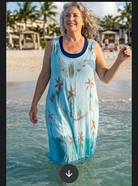 Ocean Breeze Aqua 100 rayon coverup Free Size Beach